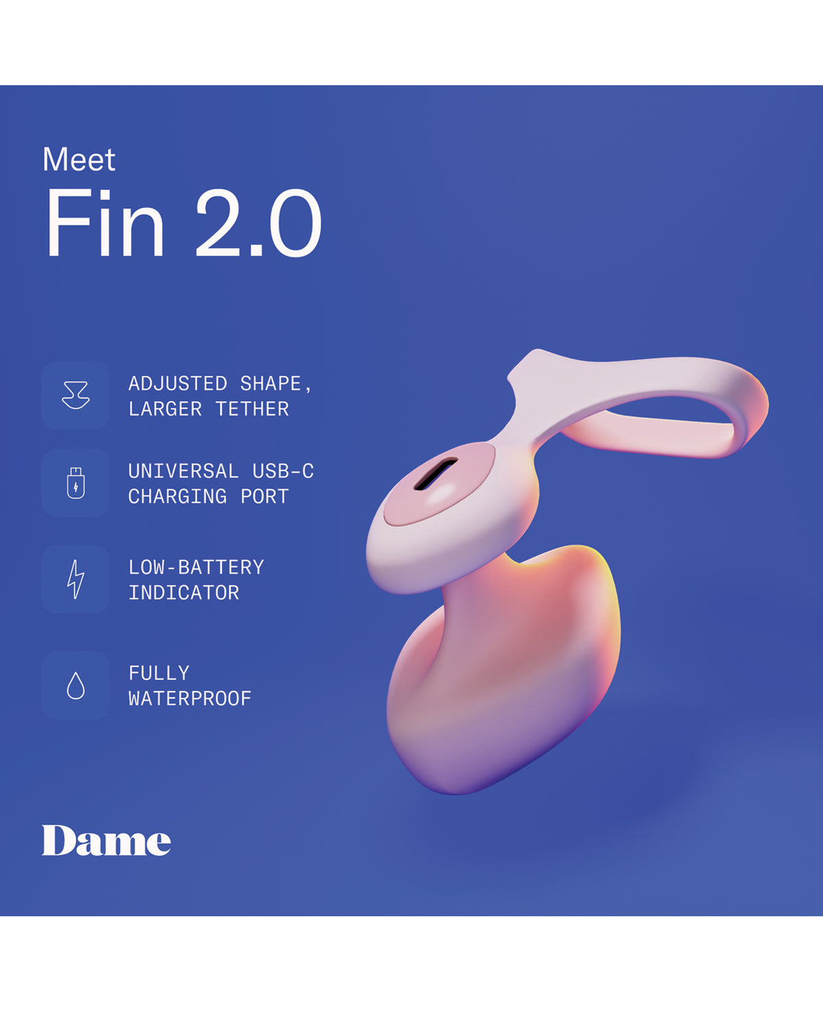 Dame Fin 2.0 finger vibrator in Quartz (view 7)