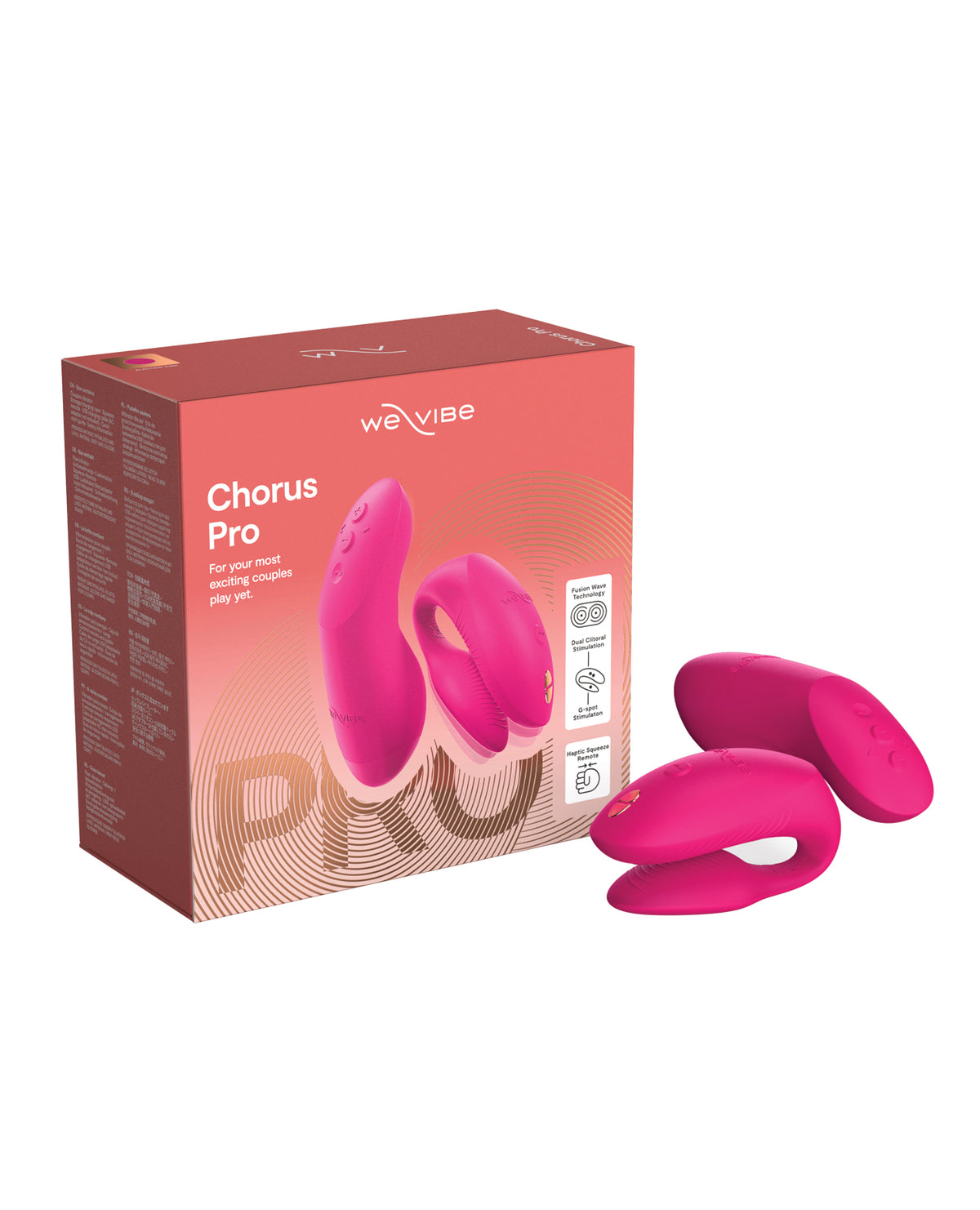 We-Vibe Chorus Pro couples vibrator with Haptic Squeeze Remote – Electric Pink