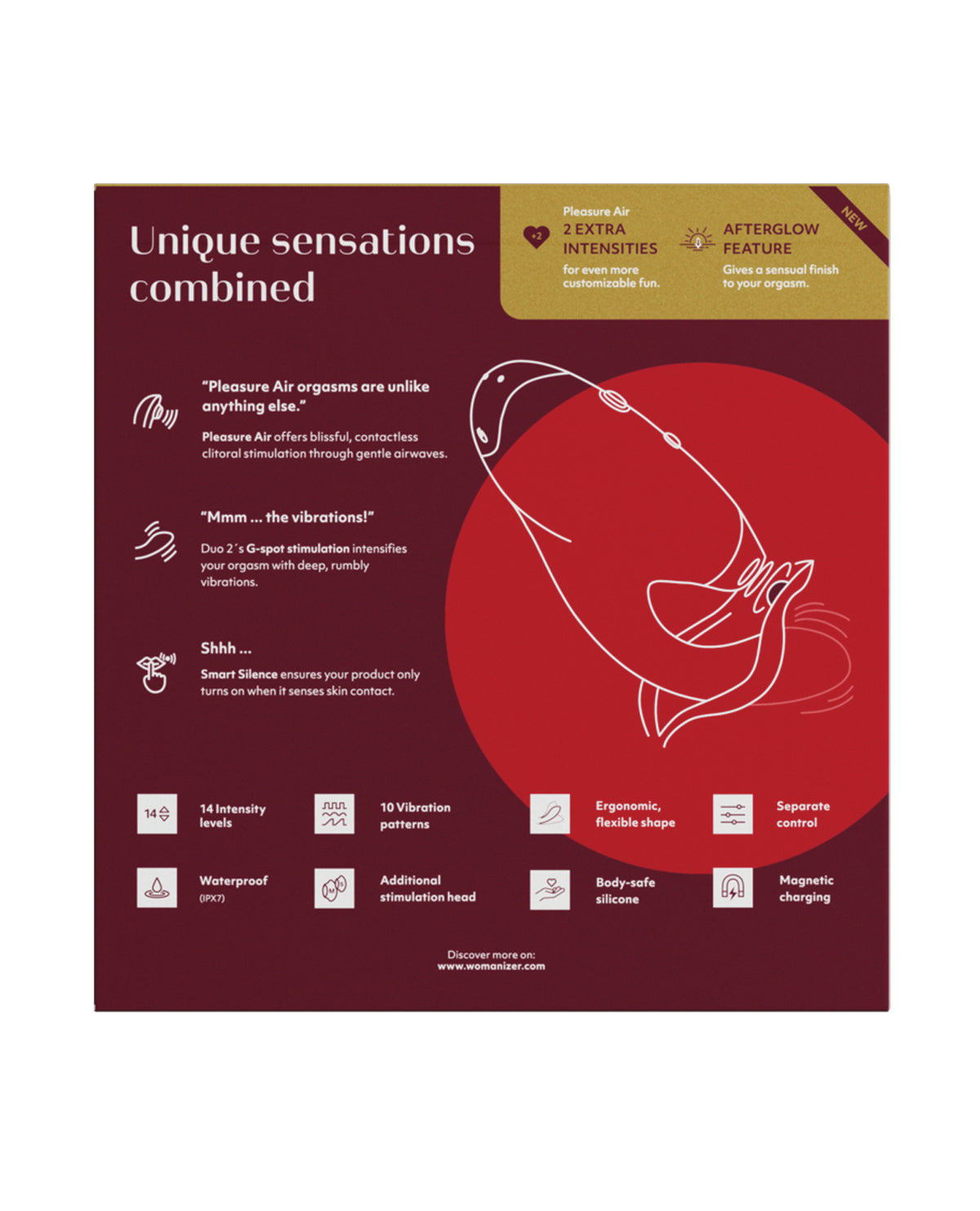 Womanizer Duo 2 Pleasure Air rabbit vibrator – Bordeaux (view 5)